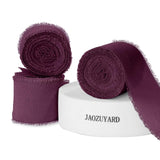 JaoZuyard Burgundy Ribbon 1-1/2 Inch x 3 Rolls Total 21 Yards Burgundy Handmade Fringe Chiffon Silk Ribbon for Wrapping Christma