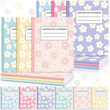 Harloon 6 Pack Composition Notebooks Wide Ruled Bulk Cute Pink Composition Notebook 110 Page 71/2inch x 93/4inch Colorful Flower Jou