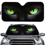 Suhoaziia Black Cat Green Eyes Windshield Sun Shade, Car Front Windshield Sun Shade for Most Sedans SUV Truck, Auto Sun Blocker