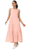 Libas Women'S Cotton Fit And Flare Midi Dress (29609_Peach_S)