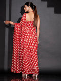 Womanista Womens Printed Georgette Ready To Wear Saree (Ti_3360_Red)