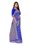 Sugathari Womens Banarasi Saree Pure Kanjivaram Silk Saree Soft New Ladies 2023 Design Wear Pattu Sarees Latest Cotton Party Sari Collections With Blouse Piece For Wedding Sadi (Pari S-1 R Blue)