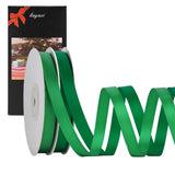LIUYAXI 2 Rolls Green & Forest Double Faced Stain Ribbon,Total 50 Yards,3/8 Inch x Continuous 25 Yards Each Rolls, Crafts Ribbon