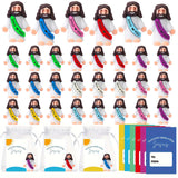 Holydeck 24 Pack Little Jesus Figurines Toys Set Jesus Love You Mini Rubber Toys Includes 24pcs Organza Bag and Gift Cards Perfe