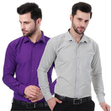 Xjarvis Austin Men'S Cotton Blend Shirt |Slim Fit Formal Shirt With Pocket |Plain | Long Sleeve Spread Collar | Casual Wear Regular Fit Shirt Pack Of 2 (Pastel Purple Slate Grey Xl),Pastel Purple, Slate,,B0F6KJ96D7