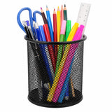 Premium Metal Mesh Pen Stand | Round Black Pencil Holder