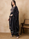 Fashion Basket Georgette Straight Floral Plazzo Kurta Set Black 2Xl