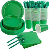 MirthMood 350pcs Green Party Supplies, Green Disposable Plates Set, Including Green Plastic Plates and Napkins, Green Plastic Cu