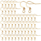 SUNNYCLUE 1 Box 100Pcs Real 18K Gold Plated French Earring Hooks Fish Hook Earrings Stainless Steel Ear Wires Ball Dot Earwires