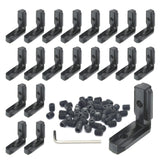 FORRCKY 20 Sets Black 2020 Aluminum Extrusion Corner Bracket 20 Series V T Slot Inside L Shape Joint Hardware Connector with Scr