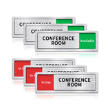 Otoolling 3 Pack Conference Room Sign with Slider 8 x2.6 Meeting in Progress Sign in Use Available Brushed Silver Do Not Distur
