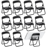 DOITOOL Mini Folding Chair Phone Stand Holder: 12 PCS Doll House Folding Chair Models 1:6 Scale Miniature Foldable Chairs Mini P