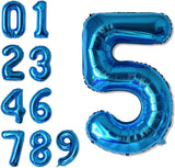 Atpata Funky Blue Number Foil Balloons for Numeric Milestone Parties (16 INCH, 5)