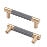 Linkaa Knurled Kitchen Cabinet Handles, Gold Drawer Pulls - Acrylic Drawers, Antique Brass - 10 Pack (76mm(3''))