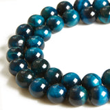 100pcs 10mm Aquamarine Tiger Eye Beads Natural Gemstone Beads Round Loose Beads for Crafting and Jewelry Making