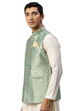 Manyavar Men'S Nehru Jacket (Jac180_Light Green_Xl)