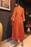 Anni Designer Women'S Rayon Viscose Anarkali Embroidered Kurta With Pant & Dupatta (Kanakam Orange-Vks02_S_Orange_Small),Orange,S,Rayon,Anarkali,