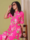 Anni Designer Women'S Rayon Viscose Straight Printed Kurta With Pant (Ladat Pink-Vks03_Xxl_Pink_Xx-Large),Pink,2XL,,,