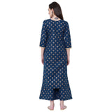 Anni Designer Women'S Cotton Straight Kurta With Palazzo (New-Blue_Xl_Blue_X-Large),Blue,XL,Cotton,Straight,Palazzo