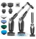 Leebein Electric Spin Scrubber, Shower Scrubber with 4 Adjustable Angles and 8 Brush Heads, Electric Scrubber with Long Handle &