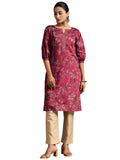 Libas Women'S Silk Printed Straight Kurta (29215 Pink