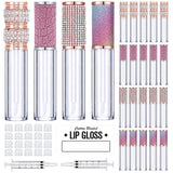 AMORIX 24 Pack Lip Gloss Tubes with Wand 5ml Empty Rhinestone Lip Gloss Containers Cute Lipgloss Bottles Lip Gloss Supplies Kit
