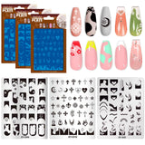 BlueZOO Nail Stamping Plates Set, Moon Star Cross Heart French Line Wave Strips Plants Nail Art Image Stamp Templates Reusable M