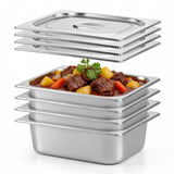 DynaLiving Hotel Pans with Lids 1/2 Half Size Food Pans 4 Pack Steam Pans