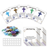 40 Sets Bulk Little Cross Worry Stones Pocket Hug Token Gift Card for Friends Funeral Favors Encouragement Gifts for Women Adult