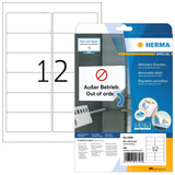 HERMA Self Adhesive Removable Labels, 12 Labels per A4 Sheet, 25 Sheets, 96 x 42.3 mm, 300 Labels, Blank Multipurpose Labels Sti