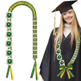 Suncalla 59'' Graduation Money Lei Class of 2026 Ribbon Lei Double Braided DIY with 6 Glitter Satin Flowers Congrats Graduates C