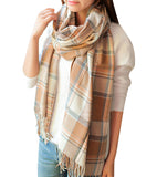 Loritta Womens Fashion Long Plaid Shawl Big Grid Winter Warm Lattice Large Scarf