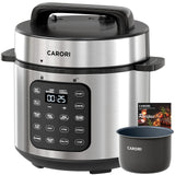 CARORI Electric Pressure Cooker 6 Quart Silver, Non-stick Pot, 9-in-1 Instant Pot, 12 Preset Functions with Touchscreen, Safe St
