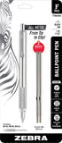 Zebra F-701 Metal Pen, 0.8mm Fine Point Retractable Stainless Steel Ballpoint Pen, 1 Black Pen with 2 Refills