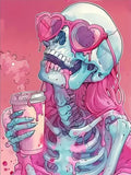 MBNTJHT DIY Diamond Art Kits for Adults Beginners,Pink Skull Full Drills Diamond Painting Kits for Adults,Round Gem Painting Art