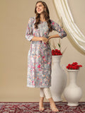 Anni Designer Women'S Rayon Blend Chikankari Embroidered Straight Kurta (Kisrup-Multi-Nw_L_Grey_Large),Grey,L,,,