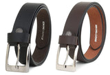Vtflair MenS BoyS Genuine Leather Belt For Formal Casual Belt Free Size (Black & Brown) (Pack Of 2)