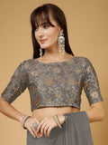 Oomph! Readymade Blouse For Women, Brocade, Boat Neck, Rbbl504 Cloud Grey 2Xl
