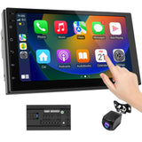 Wireless CarPlay Screen for Car & Android Auto Head Unit - Touchscreen 7 Inch Double Din Car Stereo with Backup Camera for All C