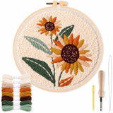 Bendjoy Embroidery Kit For Beginners, Sunflower Pattern Cross Stitch Embroidery Kit, Diy Punch Needle Embroidery Materials, Hand