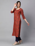 Gosriki Women'S Cotton Blend Straight Printed Kurta With Pant Set (Parjapati Red-Gs_S_Red_Small),Red,,B0CJJZC565