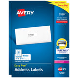 Avery Printable Address Labels with Sure Feed, 1 x 25/8, White, 750 per Pack, 2 Packs, 1,500 Blank Mailing Labels (5260)