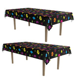 Beistle 80s Tablecovers, 54 x 108, 2 Pieces Plastic Rectangular Tablecloth, Table Covers for Party, 80s Party Decoration