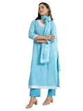 Libas Women'S Pure Cotton Kurta Set (400171O_Blue_M)
