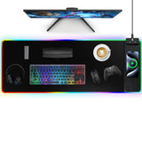Mouse Pad with Wireless Charging, Large Desk Mat RGB Gaming Mousepad, 10 Light Colors LED Gaming Pad Keyboard Pad with Ultra-Smo