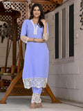 Anni Designer Women'S Cotton Blend Straight Solid Kurta With Pant (Takada Light Blue-Nw_M_Light Blue_Medium),Light Blue,M,,,