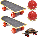 Lengnuantazhi Tortoise Skateboards and Treat Balls Sets of 2, Mini Walking Reptile Skateboard Toys, Turtle Fast Skate Accessory