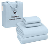 RUVANTI Organic Flannel Sheets Full Size - 100% Cotton Double Brushed Bed Sheet Set - Deep Pocket 16 Inches - All Seasons Breath