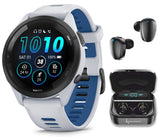Wearable4U Garmin Forerunner 265 Music GPS Running 46 mm Smartwatch, Whitestone with AMOLED 1.3 in Touchscreen Display Black Ear