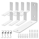 Redunest L Floating Shelf Brackets,8 Pack Heavy Duty L Brackets for Shelves, L 6 X H 4 White Metal Countertop Support Brackets,W